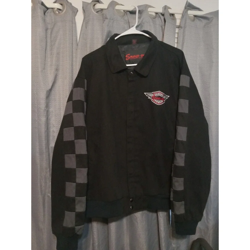 Snap On Tools Mens Mechanic Work Winter Jacket Black Checkered Sleeves Large